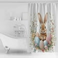 thumbnail image 4 of Small Stall Shower Curtain 36x78 Inch Narrow Half Size Easter Bunny Bath Curtains Bathroom Decor Boho Floral Colored Eggs Spring Flower Waterproof Fabric Shower Curtain Set with Hooks 36 Inch, 4 of 6