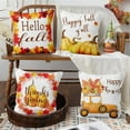 thumbnail image 2 of Fall Thanksgiving Throw Pillow Covers Set of 4 16x16 inch Orange Pumpkin Truck Maple Leaves Pillowcase Outdoor Decorative Cushion Couch Cover Farmhouse Harvest Cushion Cases, 2 of 5