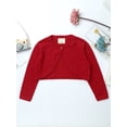 thumbnail image 6 of Eandarui Kids Girls Knitted Sweater Cropped Coat Long Sleeve Single Button Closure Dressy Cardigan Red 100, 6 of 7