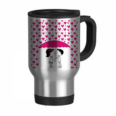 

Valentine s Day Kissing Couple Travel Mug Flip Lid Stainless Steel Cup Car Tumbler Thermos