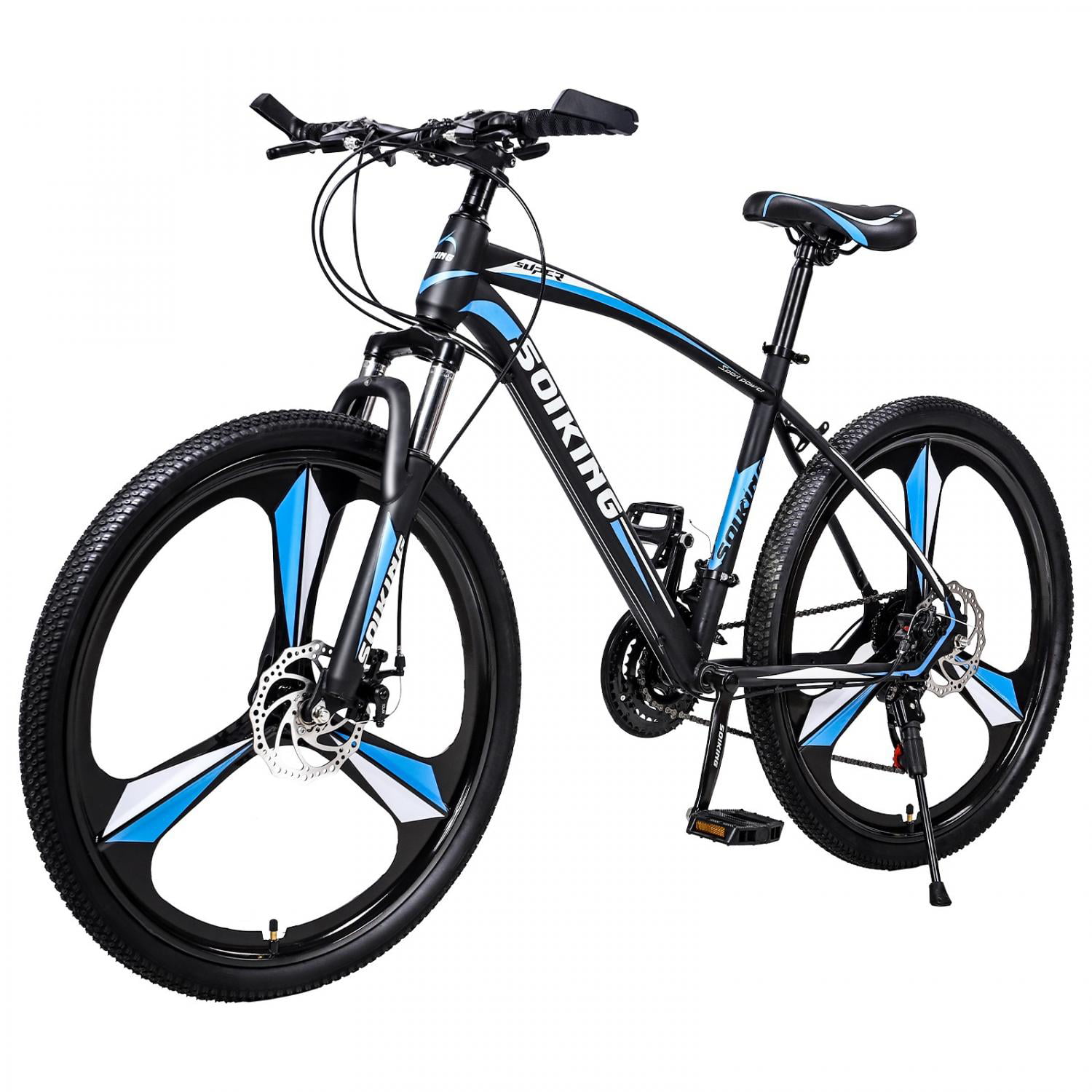 Black 1 【US Spot】 Road Bike Aluminum 700C Wheels Full Suspension Mountain Bike for Adult 21 Speed Shimano Shifter Disc Brake Mens or Womens Bicycle Cycling 