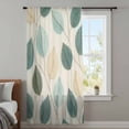 thumbnail image 4 of Teal Green Leaf Sheer Curtains 54 Inches Long, Farmhouse Vintage Middle Century Textured Light Filering Curtains, Breathable Simi Curtain Privacy Drapes for Kitchen Bathroom Small Window Treatment, 4 of 9