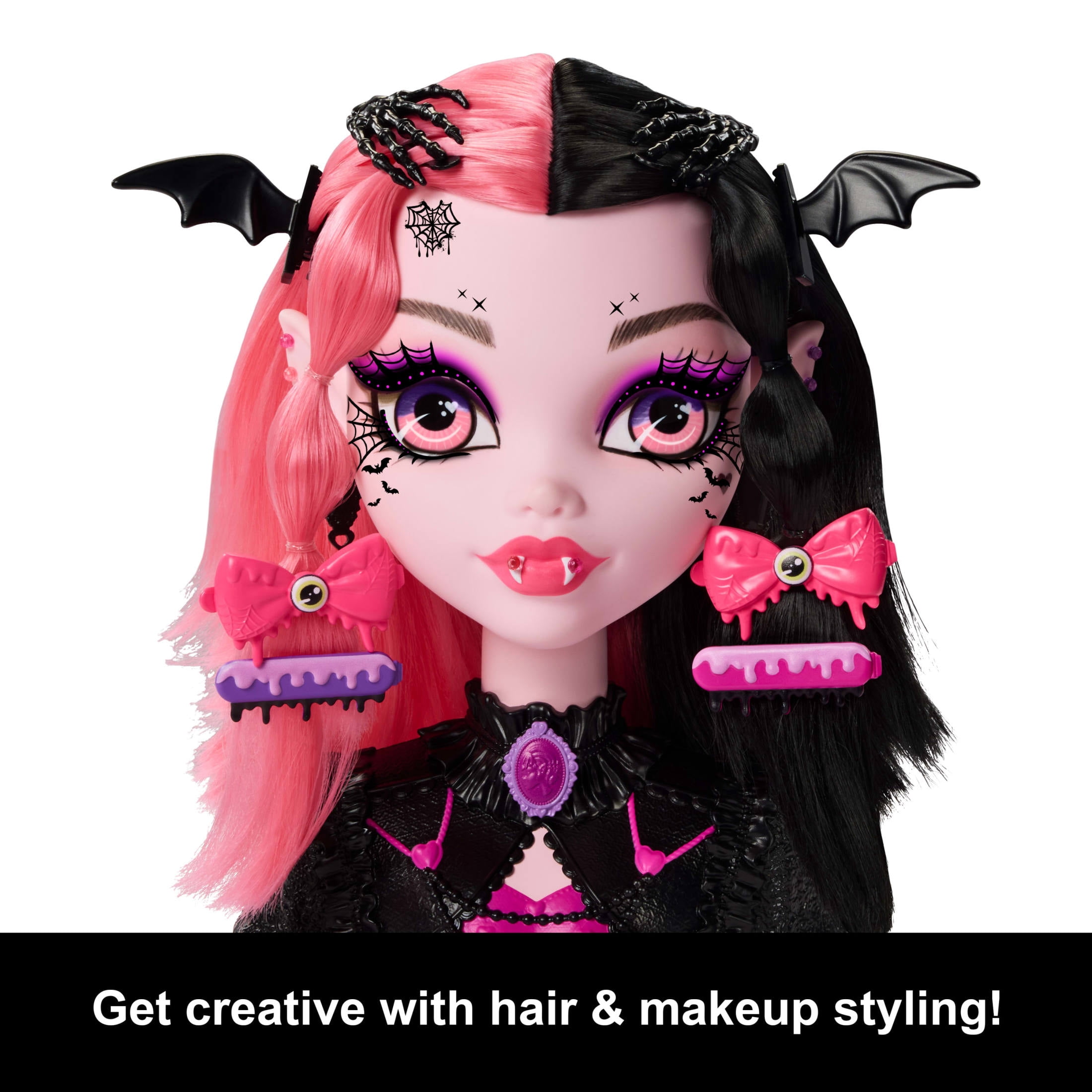 Monster High Draculaura Styling Head with Color Change and 25+ Accessories for Hair and Makeup