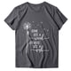 thumbnail image 2 of Camiseta informal de manga corta con estampado de letras para mujer: cuello redondo, top de poliéster, versátil para combinar con leggings o vaqueros, disponible en varias tallas., 2 of 3