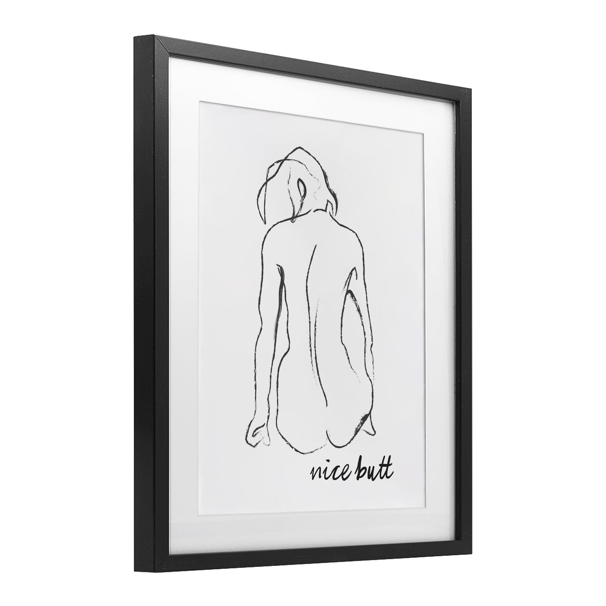 Stupell Industries Nice Butt Bathroom Refresh Black Framed Print Under Glass, design by Lettered and Lined