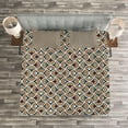 thumbnail image 3 of Ambesonne Geometric Quilted Bedspread Set 3 Pcs, Half Spirals Lace, King Size, Sepia Ruby Dark Blue, 3 of 3