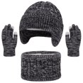 thumbnail image 2 of Sales 2026 Winter Beanie Hat Scarf Gloves Set GIJNRIUIUA Under $9 3 Pcs Kids Winter Hat Gloves Scarf Set Toddler Knitted Beanie Hat Neck Warmer Mittens Fleece Lined Set for Boys and Girls Gray, 2 of 7
