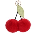 thumbnail image 2 of Cute Cherry Keychain Fluffy Pom pom Ball Bag Car Pendant Charm Key Keyring, 2 of 8