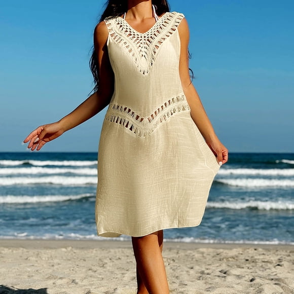 Summer Savings EGNMCR Bathing Suit Cover Up for Women Womens Bathing Suit Bikini Swimsuit Coverup Beach Crochet Loose Hollow Out Coverup Skirt