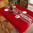 thumbnail image 3 of 60x84 Inch Christmas Red Linen Table Cloths Rectangle Deer Snowflake Striped Xmas Durable Tablecloth Winter Holiday Table Cover for Dining Room Outdoor Party Tables Decor, 3 of 7