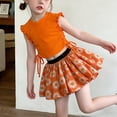 thumbnail image 5 of HWJAD Toddler Girl 2 Piece Outfit Little Girls Ruffle Sleeveless Drawstring Top and Floral Skirt Set Summer Kids Clothes, 5 of 7