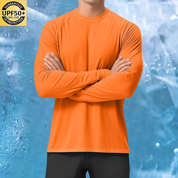 pstuiky Camisas de invierno de manga larga para hombre, Protector solar de color sólido para hombre, transpirable, de manga larga. camisetas de hombre xl