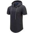 thumbnail image 2 of Sudadera con capucha Aiyino para hombre, deportiva, manga corta, S-5XL, gris oscuro, 2 of 7