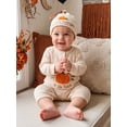 thumbnail image 3 of RUINIXCW Newborn Baby Girl Boy My First Halloween Outfit Waffled Romper Infant Fall Clothes Long Sleeve Pumpkin Embroidery Bodysuit Jumpsuit with Hat, 3 of 10