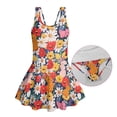 thumbnail image 5 of Xixirimido Rabbit Bunny Colorful Daisy Print Modest Girls’ Swimwear One Piece – Hawaiian Skirted Bathing Suit with Built-in Shorts, Sleeveless UPF 50+ Swimsuits, 6-7 Years, 5 of 7