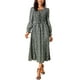 thumbnail image 2 of VESTIDO DE MUJER INSPIRE CHIC Estampado de Leopardo Manga Larga Ruffle Cuello en V Smoked Flowy Midi Vestidos de Guepardo con Bolsillos L Negro, 2 of 6