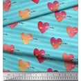 thumbnail image 3 of Soimoi Blue Cotton Voile Fabric Stripe,Arrow & Heart Printed Craft Fabric by the Yard 42 Inch Wide, 3 of 3