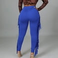 thumbnail image 6 of XFLWAM Women's High Waist Fringe Pants Bodycon Camo Sweatpants Casual Side Tassel Long Pencil Bottoms Blue L, 6 of 9