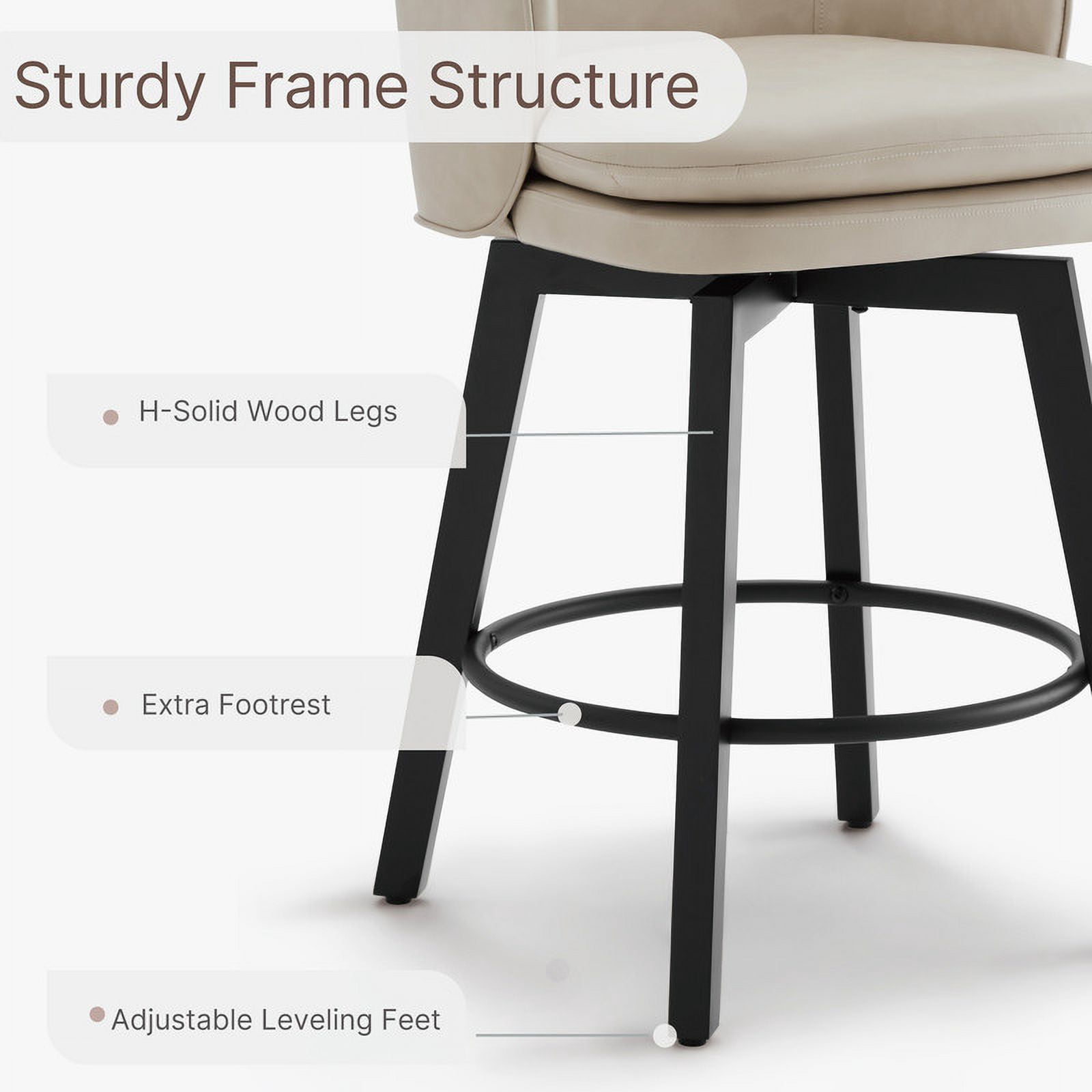 CHITA Modern Swivel Counter Height Bar Stools with Arm Set of 2
