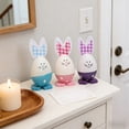 thumbnail image 5 of Easter Decorations, White Bunny Rabbit Eggs Set of 3, Small Plastic Figurines for Spring Party Favors, Table Centerpieces, Mantel Shelf Accents, Indoor Holiday Ornaments, 5 of 7