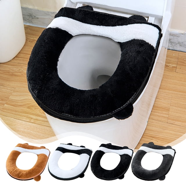 Fiudx Cojín para Asiento de Inodoro, Funda de Punto Suave, Lavable y Fácil de Instalar, Cómodo para Uso Doméstico, Ideal para Viajes, Asa Cómoda, Tamaño 43 X 36 Cm, Blanco, Café y Gris.