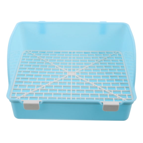 HONMEET Versatile Sky-Blue Pet Litter Box with Grate - Ideal for Rabbits and Guinea Pigs, Anti-Spill Design