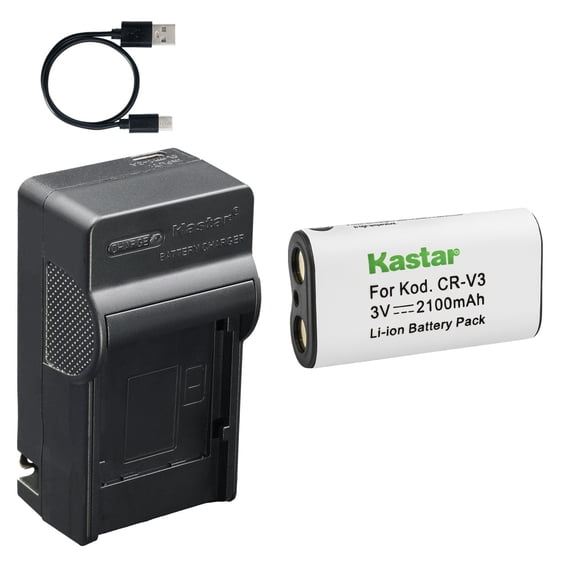 Kastar 1-Pack CR-V3 Rechargeable Battery and AC & USB-C Charger Compatible with Kodak EasyShare CX4200 CX6330 DX6490 Z700 Z710 Olympus C-700UZ C-750UZ SP-350 Digital Cameras