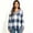 Blue, variant on Women's Plaid V Neck Drawstring Long Sleeve Hooded Tunic Top, Oversized Pullover Hoodie with Pocket, Women's Plus, Size S-2XL