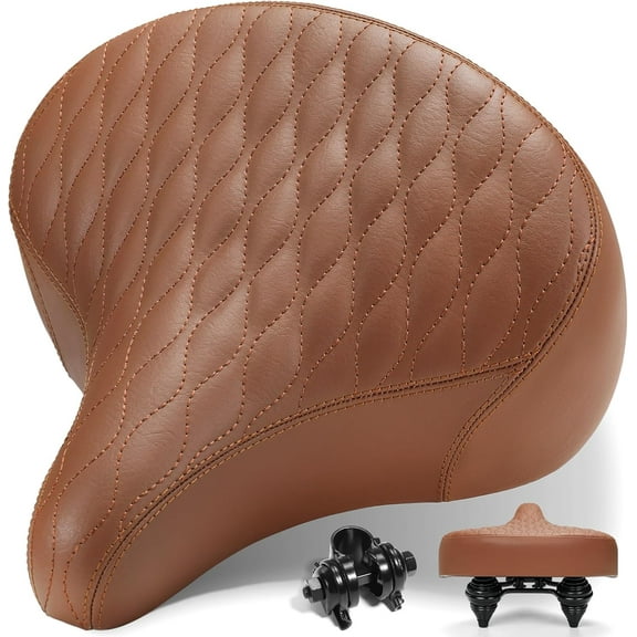 Wide Bike Seat for Men & Women Comfort, Extra Soft Padded Large Bicycle Seat Cushion, Comfortable Oversized Bike Saddle for Ebike, Mountain Bike, Beach Cruiser, Stationary Exercise Bike
