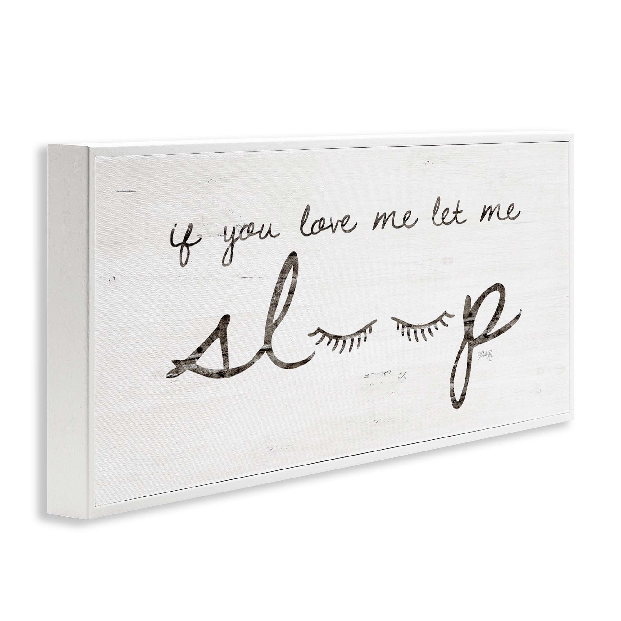 Stupell Industries Let Me Sleep Phrase with Eyelashes Inspirational Painting White Framed Art Print Wall Art, 24 x 10