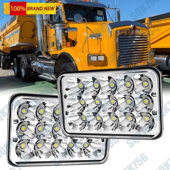 2pc 105W 4x6" LED Headlights Hi/Lo Bulb for Chevy S10 Kenworth W800 Freightliner