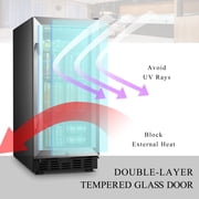 Lanbo 76 Cans Under Counter Compressor Beverage Cooler Refrigerator, 15 inch Width