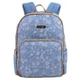 thumbnail image 2 of Jessica Simpson Women’s Vegan Leather Trim Laptop Backpack with Padded Mesh Shoulder Straps and Side Water Bottle Pockets for Commuting and Travel in Blue Floral, 2 of 8