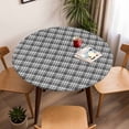 thumbnail image 5 of Buffalo Plaid Elastic Fitted Round Table Cover Stripe Grey Waterproof Outdoor Tablecloth for Holiday Party, Picnic, Patio & Dining Fits Tables Up to 45"-54", 5 of 8