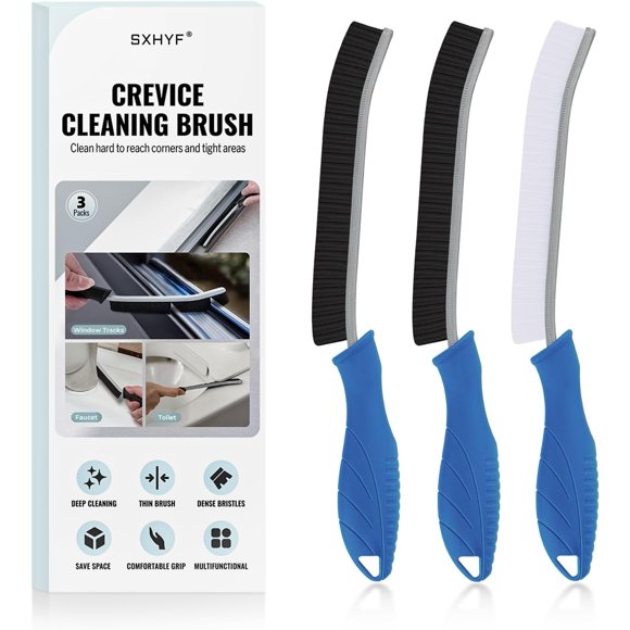 Biwat Cleaning Brush - Hard Bristle Crevice Cleaning Brush, Multifunctional Gap Cleaning Scrub Brush, Cleaning Tools for Household Use, Home, Kitchen, Bathroom, Window, Vehicle (3, Lichen Blue)