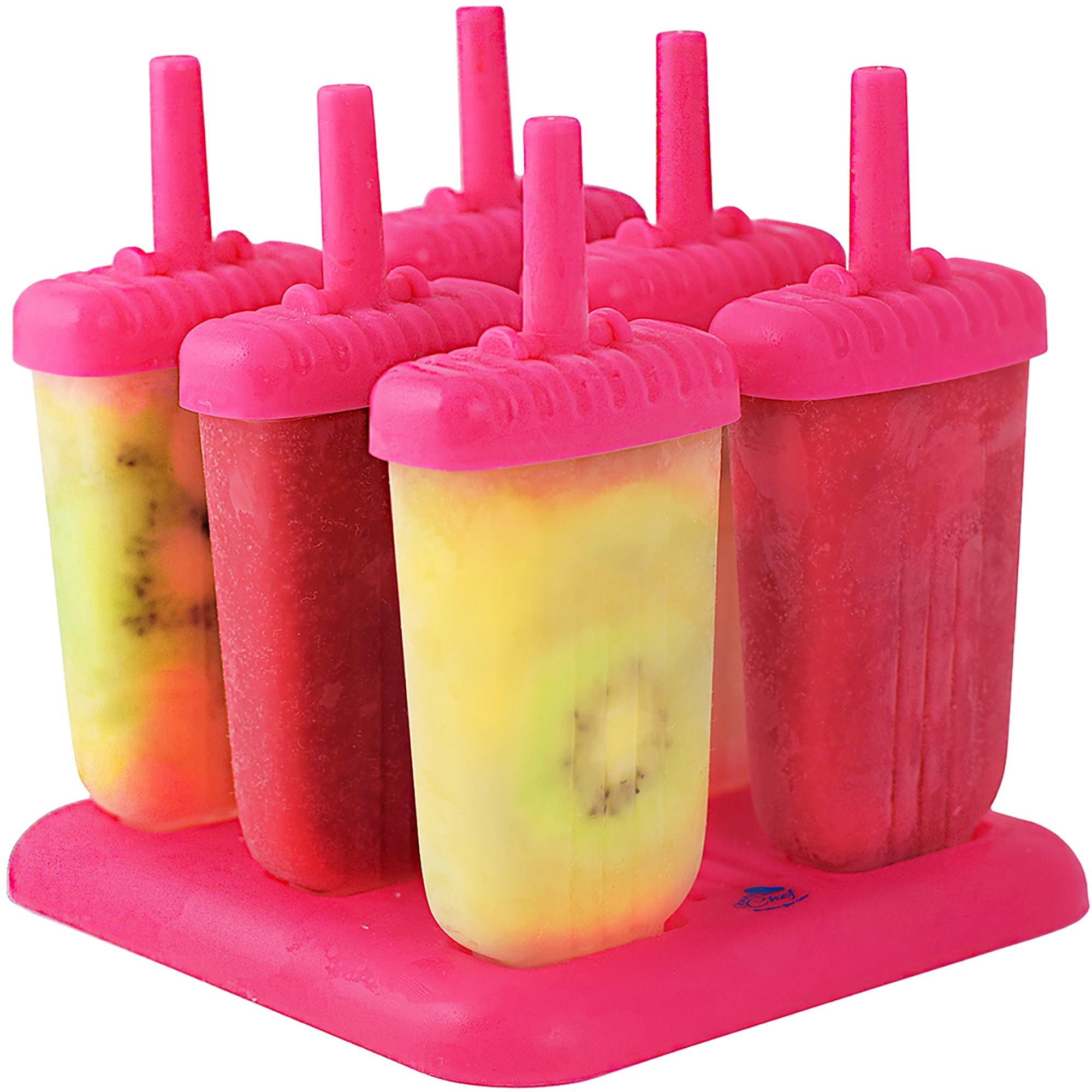 KONUNUS Ice Lolly Moulds Reusable Popsicle Molds Ice Cream Mold Maker Set of 6 with Sticks and Cleaning Brush 