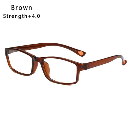New Women&Men Ultra-Light Reading Eyewear Vision Care Presbyopia Eyeglasses Anti-fatigue Glasses BROWN STRENGTH 4.00