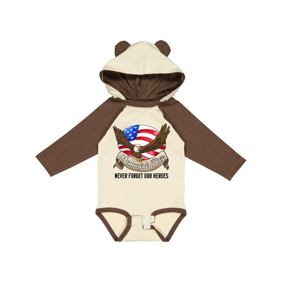 Inktastic Memorial Day- Never Forget Our Heroes- Bald Eagle Boys or Girls Long Sleeve Baby Bodysuit