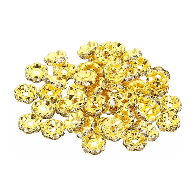 Unique Bargains 8mm Spacer Beads, 100pcs Bead Spacers Rhinestone Round Bulk Beads Wave for Jewelry Making , Silver