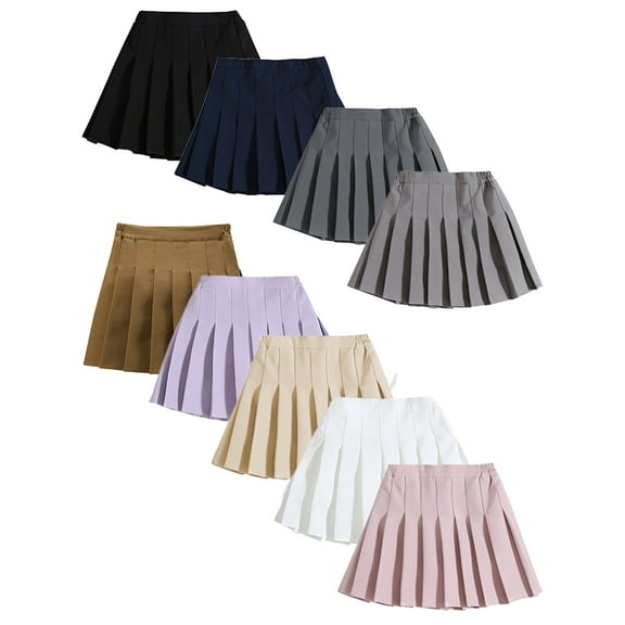 BULLPIANO Kids Girls A-Line Pleated Skirt Little Girls Solid Sport Uniform Tennis Short Skirts 2-12 Years