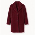 thumbnail image 5 of Awwp Women's Teddy Pea Coat, Faux Fur Long Winter Jacket, Winter Lapel Faux Fur Warm Overcoats Wine 3Xl, 5 of 5