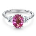 thumbnail image 3 of Gem Stone King 925 Sterling Silver Pink Mystic Topaz and White Topaz Engagement Ring for Women | 2.86 Cttw | Oval 9X7MM | Gemstone November Birthstone | Size 9, 3 of 6