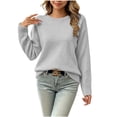 thumbnail image 2 of SGFCWSX Girls Sweaters Basic Crewneck Soft Lightweight Casual Relaxed Fit Long Sleeve Pullover for Kids Gray Size 14, 2 of 8