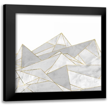 PI Studio 12x12 Black Modern Framed Museum Art Print Titled - Marbled Geo Mountains I