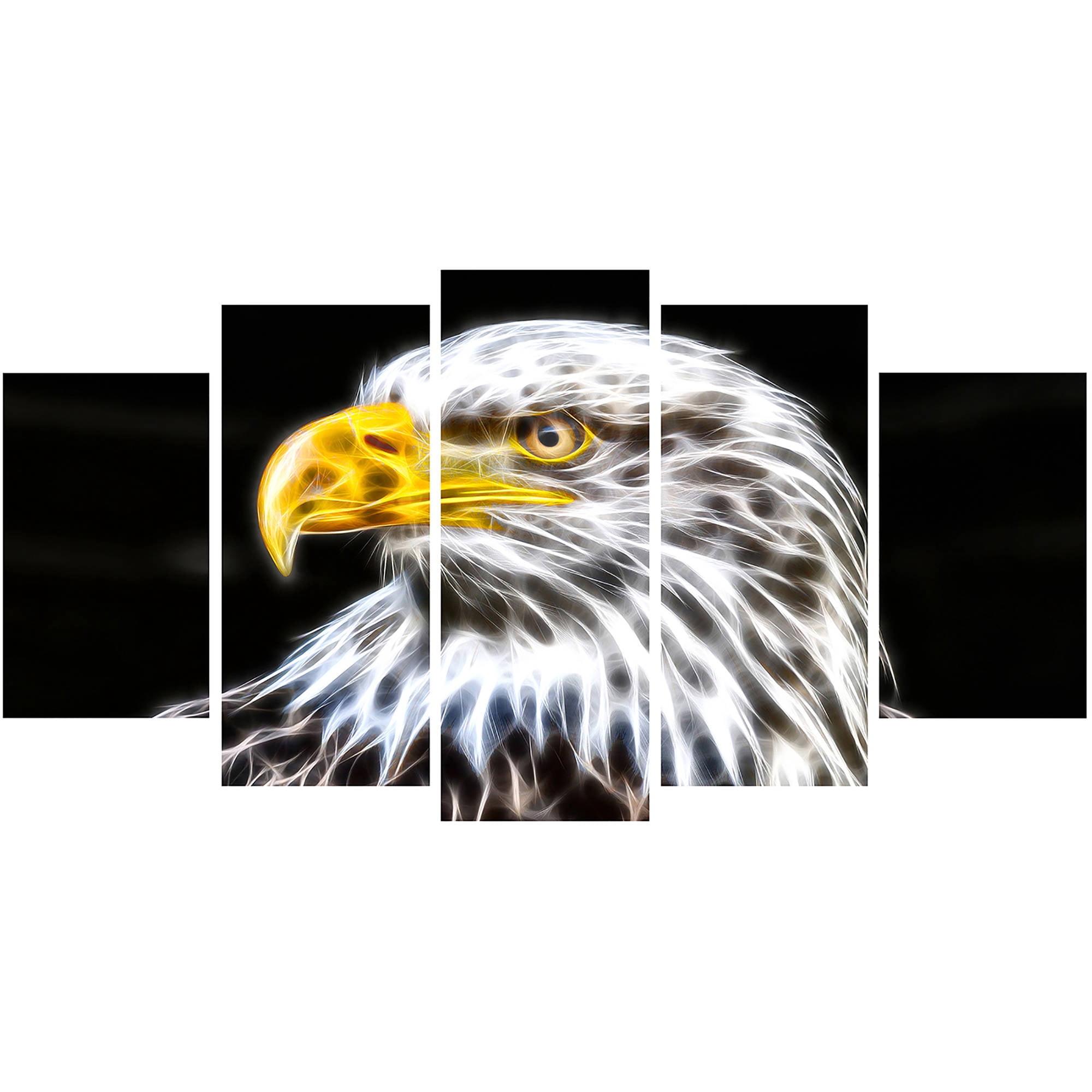 DESIGN ART Bald Eagle Animal Art Canvas, Multiple Sizes 60 in. wide x 32 in. high - 5 Panels Diamond Shape