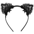 thumbnail image 3 of Black Lace Cat Costume Accessories Set for Women. With a Sexy Masquerade Lace Mask, Lace Cat Ears Headband & Sheer Choker. 3 Pieces, 3 of 5
