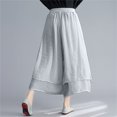 thumbnail image 4 of yunLXC Clearance Sale Summer Pants for Women Cotton And Linen Wide Leg Pants Artistic Solid Color Cropped Pants Women's Skirt Pants lightweight summer pants for women breathable Grey A, 4 of 5