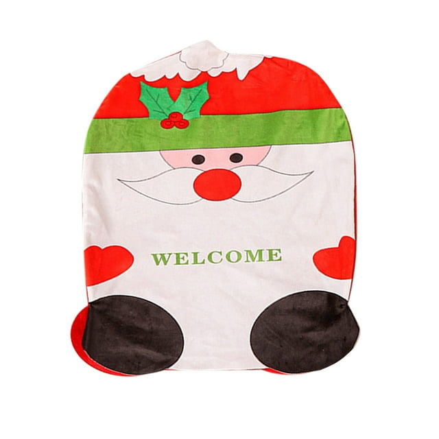 Funda decorativa para silla navideña de gamuza con imagen vívida, reutilizable para fiestas. Papá Noel
