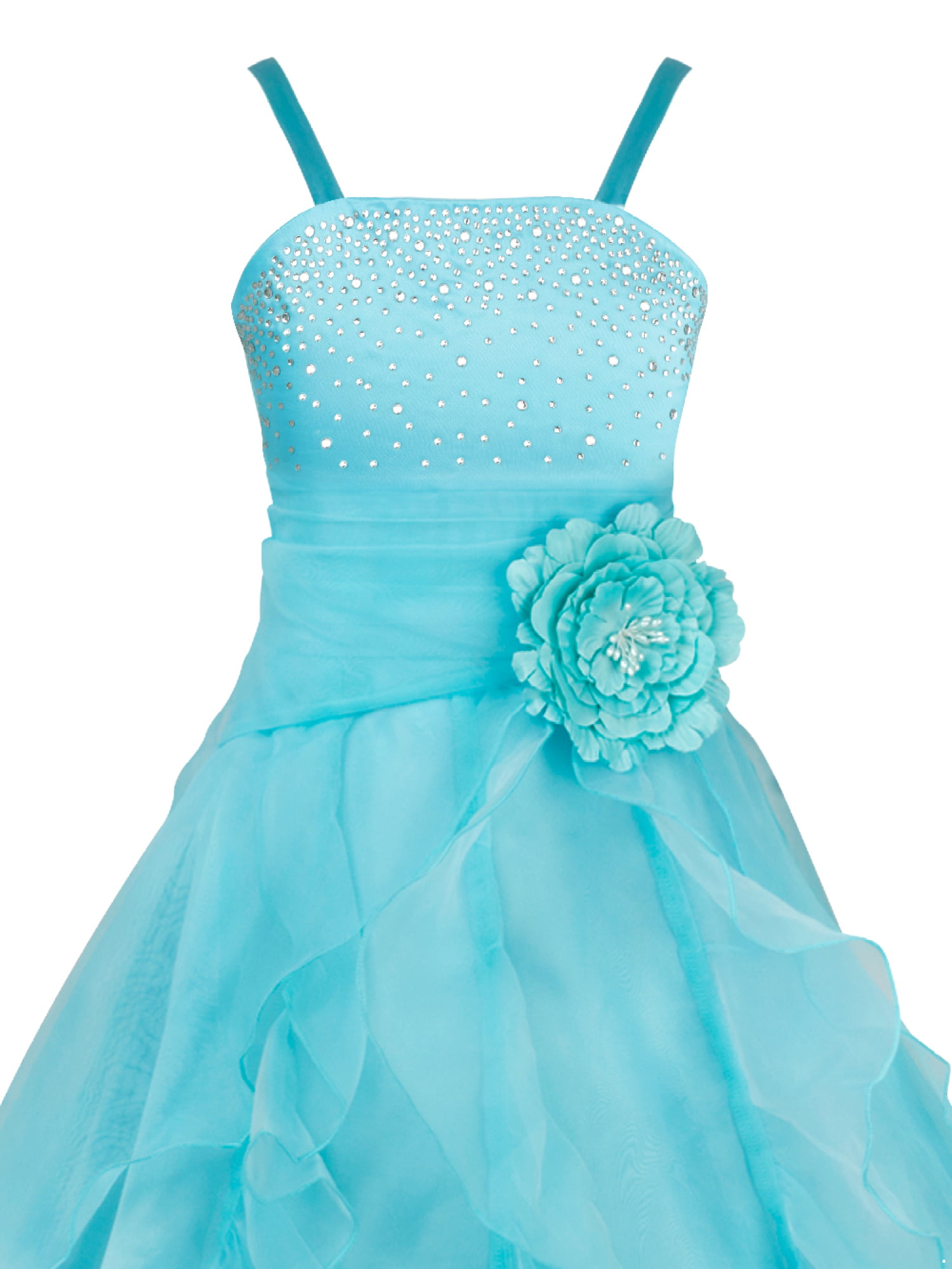 YiZYiF Kids Big Girls Flower Party Wedding Gown Bridesmaid Organza Ruffle Dress
