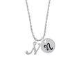thumbnail image 2 of Delight Jewelry Silvertone Small Gelato Script Initial - N - Silvertone Script Initial Disc - N - Charm Necklace, 20"+3", 2 of 4